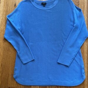Talbots Blue Ribbed Detail Crewneck Sweater PM Spring 🌸🌷🌺